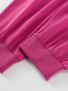SHEIN TaskFit Bộ đồ đồng phục phẫu thuật quần áo đồng phục cổ chữ V màu trơn cỡ lớn cho nữ - Màu Hồng Tươi - Xem 8