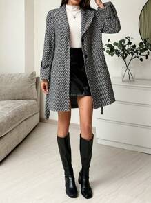 EURMUSE Abrigo largo oversize - Blanco y Negro - Ver 6