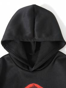 SHEIN Teen Boy 2pcs/Set Casual Hoodie & Sweatpants Set, Smiling Face Design, Halloween, School, Campus, College