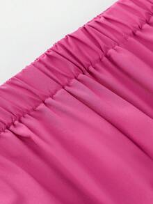 SHEIN TaskFit Bộ đồ đồng phục phẫu thuật quần áo đồng phục cổ chữ V màu trơn cỡ lớn cho nữ - Màu Hồng Tươi - Xem 6