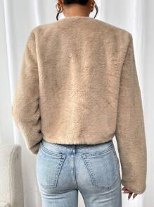 Chiquease Women's Casual Fluffy Jacket Fall Cloth For Women - Khaki - View 2