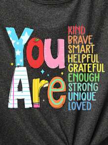 SHEIN Unity Women Colorful Stripe Print Casual Relaxed Fit T-Shirt, Comfortable For Home Wear Graphic Tees Women Tops