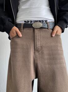 Manfinity Denimwave Quần Jeans Ống Rộng Phong Cách Cổ Điển Thập Niên 90 Cho Nam Kiểu Khaki Denim Y2K Retro - Màu Khaki - Xem 5