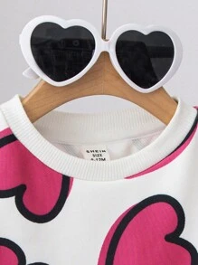SHEIN Baby Girls Cute Cartoon Graphic Round Neck Long Sleeve Sweatshirt, Autumn/Winter