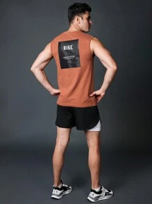 Manfinity Fitness Boyfriend Style Men's Simple Printed Sleeveless Sports T-Shirt & Tank Top Training