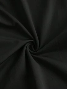 Slaydiva 2pcs Simple Casual Round Neck Short Sleeve Cropped Top & Flared Long Pants Set - Cross Print Design For Women - Black - View 4