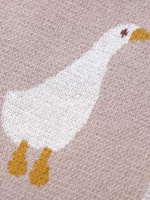 可爱卡通鹅图案针织婴儿毯、新生儿襁褓包、婴儿车罩、午睡毯、四季爱情情人节