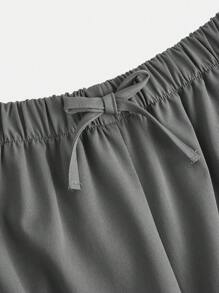 SHEIN 2 件套青少年女孩高领镂空长袖上衣和褶皱裤套装 - 黑色 - 查看 11