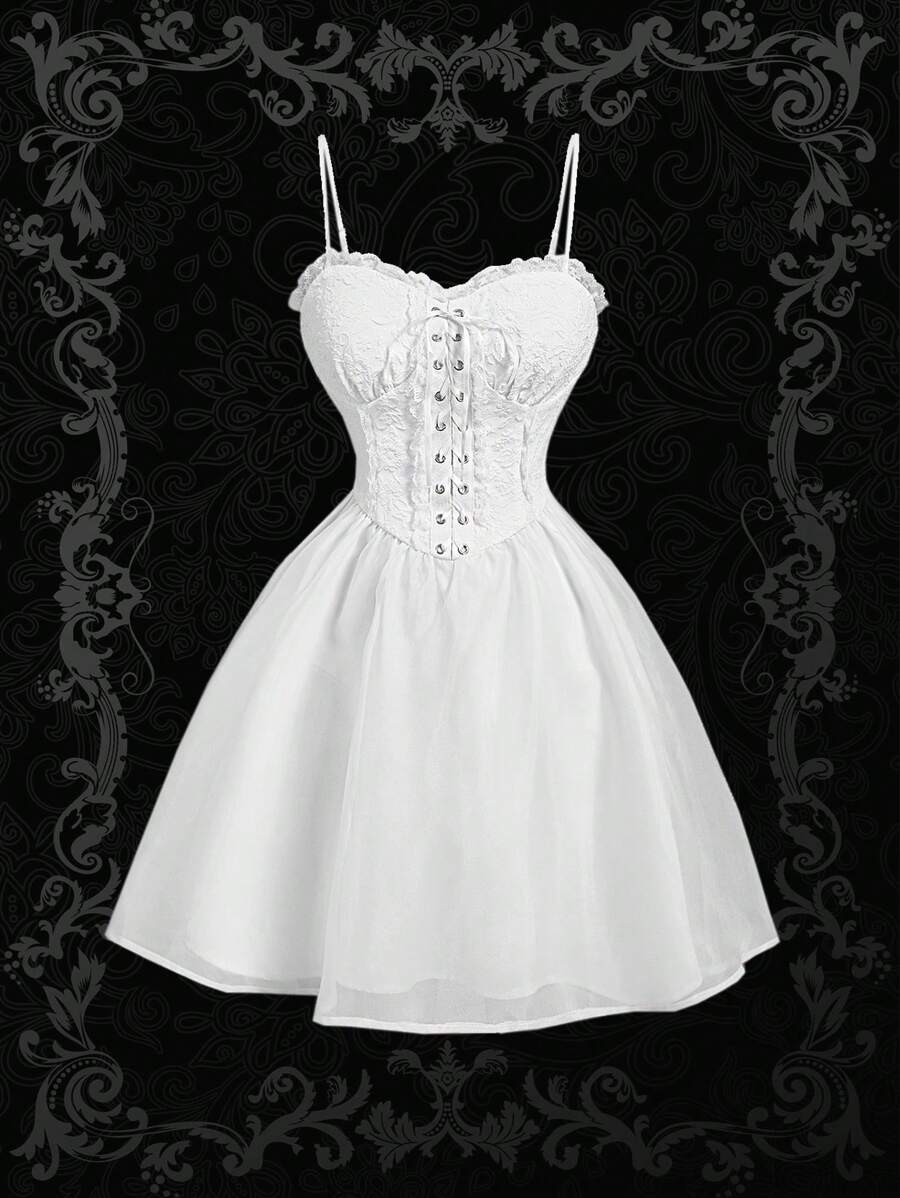 SHEIN MOD Vestito da sera di donna in jacquard bianco, perfetto per festival musicali e Ognissanti, vestiti autunnali da donna, abbigliamento di Ognissanti, vestiti, vestito da invitata a un matrimonio autunnale, vestito natalizio, abiti da cerimonia di fine anno scolastico, vestito da invitata a un matrimonio autunnale - Bianco - Visualizzare 1