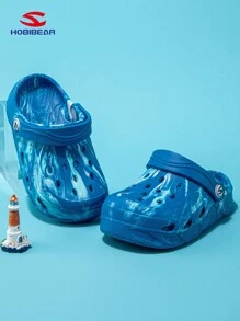 1 par de zuecos de madera azul marino suaves y lindos HOBIBEAR, sandalias de slip-on para bebés y niños pequeños, zapatillas transpirables para interiores y exteriores para niños y niñas