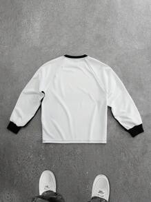 Manfinity Roghcode Men's Contrast Graphic Print Pullover Sweatshirt Vacation Graphic Long Sleeve Sweatshirt, For Friends, Husband, Boyfriend Gifts - Black and White - View 2