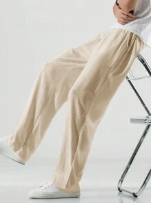 Manfinity Hypemode Pantaloni da uomo a vita dritta con vita a cordoncino, vestibilità morbida e colore unito