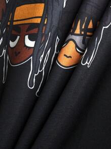 Chillumni Herren große Größen Lässig T-Shirt mit rundem Ausschnitt, Kurz Arm, Buchstaben- und Comic Muster, Sommer