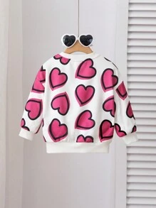 SHEIN Baby Girls Cute Cartoon Graphic Round Neck Long Sleeve Sweatshirt, Autumn/Winter