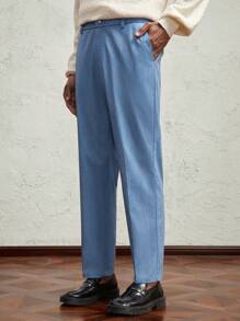 AKNOTIC Business Casual Quần ống đứng lưng vừa, dệt kim ôm vừa vặn cho nam - Rửa nhẹ - Xem 3