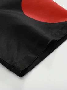 Manfinity EMRG Áo sơ mi nam tay ngắn in hình trái tim màu tương phản - màu đen - Xem 4