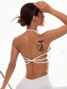 SHEIN Sport Studio Damen einfacher täglicher Halter Sport-BH Einfarbig