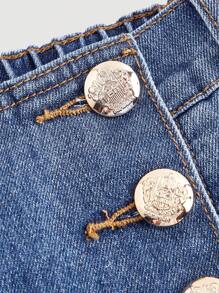 SHEIN MOD Plus Size Losse Flared Leg Jeans Met Knoopdetail, Blauw
