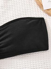 SHEIN 2pcs Teen Girls Casual Simple Comfortable Cotton Pleated Camisole, Breathable Intimate Sets - Light Grey - View 3