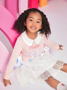 SHEIN Young Girls Casual Outfit,Light Pink Raspberry Red,Back-To-School Autumn School,Comfortable Soft Fabric,Elastic Waist Pants,Vibrant And Lively Wear - Pink - View 3