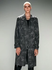 Manfinity VCAY 男士宽松长袖休闲风衣，适合秋冬季 - 彩色 - 查看 3