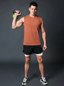 Manfinity Fitness Boyfriend Style Men's Simple Printed Sleeveless Sports T-Shirt & Tank Top Training