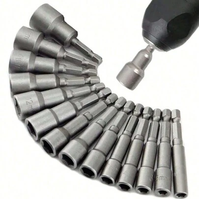 Juego de 9/14 piezas de brocas de atornillador de tuerca de potencia, adaptador de zócalo hexagonal de 1/4", juego de herramientas de reparación para portabrocas de cambio rápido, destornillador eléctrico, taladro manual, taladro neumático, taladro de iones de litio, accesorios para herramientas eléctricas, regalo de Navidad