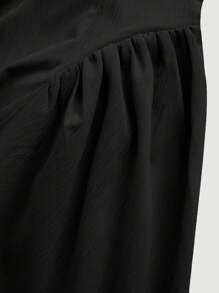 SHEIN MOD 女式立领纽扣连衣裙 - 黑色 - 查看 4