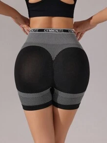 Easithlete Short de fitness sans couture stretch élevé rayé pour femmes, Short de sport, Short de gym, Short de cycliste