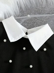 SHEIN Elladie kids Young Girl New Style 2 In 1 Sweatshirt Collared Loose Blouse - Black - View 3