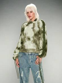 Manfinity VCAY Men's Loose Fit Knitted Casual Long Sleeve Hooded Sweatshirt, Suitable For Fall, Winter - Army Green - View 2