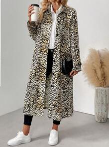 Chiquease 豹纹单排扣轻质风衣