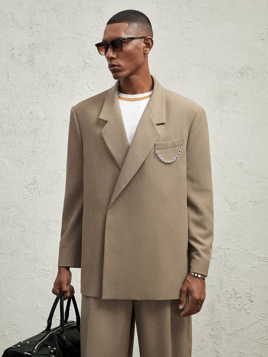 Formal Áo khoác cardigan ve áo dệt kim dáng rộng thoải mái cho nam, màu lạc đà, dành cho mùa thu đông - Lạc đà - Xem 1