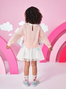 SHEIN Young Girls Casual Outfit,Light Pink Raspberry Red,Back-To-School Autumn School,Comfortable Soft Fabric,Elastic Waist Pants,Vibrant And Lively Wear - Pink - View 2