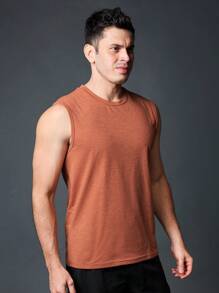 Manfinity Fitness Boyfriend Style Men's Simple Printed Sleeveless Sports T-Shirt & Tank Top Training