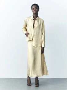 Maija 女士纯色长袖休闲衬衫，春/秋 - 金色 - 查看 7