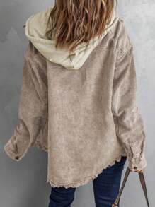 CILKOO Women's Loose Casual Utility Jacket With Pockets, Drop Shoulder Long Sleeve, Suitable For Spring And Autumn - Khaki - View 2