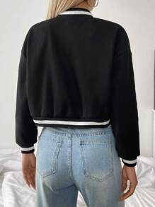 Chiquease Women's Contrast Color Collar, Cuffs And Hem Long Sleeve Jacket Fall Cloth For Women