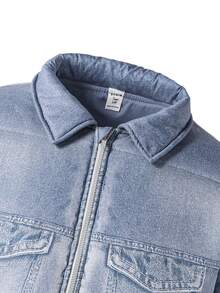 Gepolsterte Jacke mit Kragen und Aufdruck für Teenager Jungen, Streetwear Style - Blau - Übersicht 5
