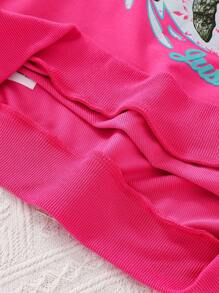 Tween Girls' Sea Turtle & Letter Print Crew Neck Long Sleeve Sweatshirt - Hot Pink - View 6