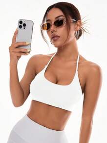 SHEIN Sport Studio Damen einfacher täglicher Halter Sport-BH Einfarbig