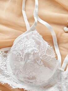 Crystal Vow 2pcs/Set Lace Underwire Sexy Bra And Panty Lingerie Set For Women - White - View 5
