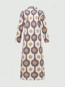 Chiquease 全印花侧开衩长裙女装 - 杏色 - 查看 2