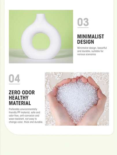 1pc Wit Plastic Circular Flower Vase ation, Simulated Dry ation Vase, Artistic Bloemen Arrangements, Living Room Exhibition Hall ation,Home ,Flower Vase,Centerpiece,Table Valentine DAY, Valentines Wedding, view 7