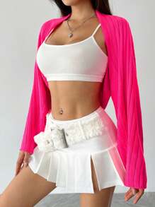 SHEIN Unity Versatile Loose Women's Cardigan - Hot Pink - View 4