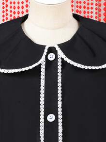 SHEIN Oversized Girls Casual Comfy Collared Long Sleeve Dress