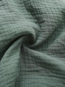 SHEIN Frenchy Cộng với kích thước thông thường có họa tiết vải nhăn cổ chữ V Váy chữ A eo rộng - Màu xanh lá cây đậm - Xem 9