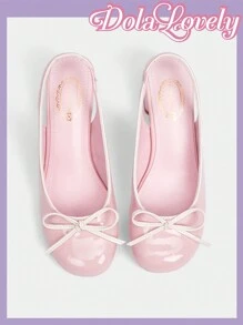 Dola Lovely 圆头蝴蝶结后系带厚底高跟正装鞋 适合女士秋季新年假期 - 淺粉色 - 查看 5