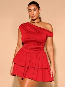 SHEIN BAE Plus Size Women Leopard & Pink Floral Print Off-Shoulder Short Dress,Spring Outfits For Women,Summer/Summer Outfits For Women, Festival/Concert Outfit Women/Rave Outfits Festival/ Rave Outfits/,Easter Dress Women,Spring Break Outfits,Leopard Print,Birthday Dresses For Women