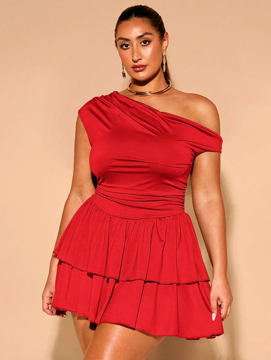 SHEIN BAE Plus Size Women Leopard & Pink Floral Print Off-Shoulder Short Dress,Spring Outfits For Women,Summer/Summer Outfits For Women, Festival/Concert Outfit Women/Rave Outfits Festival/ Rave Outfits/,Easter Dress Women,Spring Break Outfits,Leopard Print,Birthday Dresses For Women